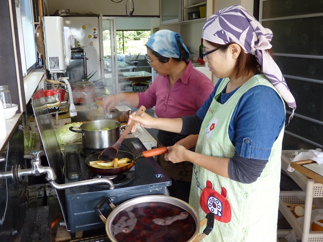 農家で購入した野菜で料理作り