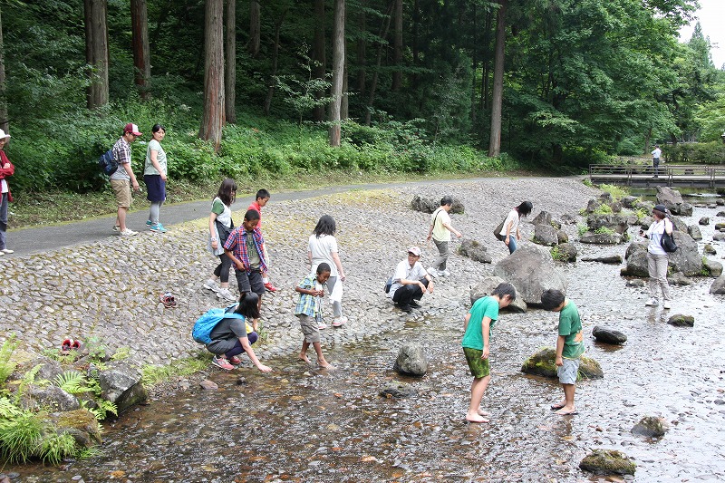 せせらぎ公園で川遊び
