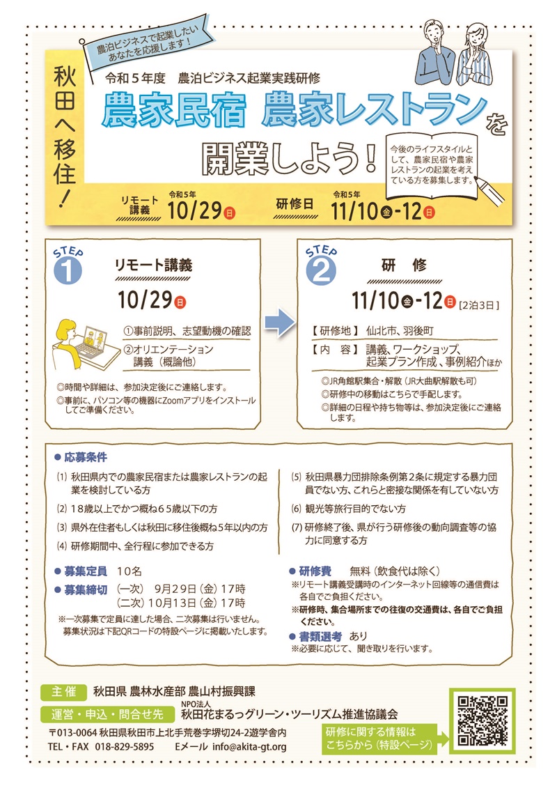 令和５年度　農泊ビジネス起業実践研修